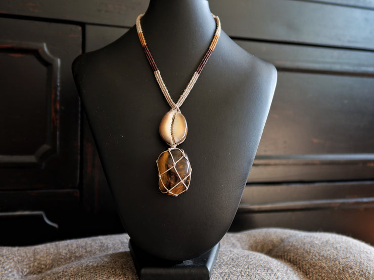 Tigers Eye Macrame Necklace