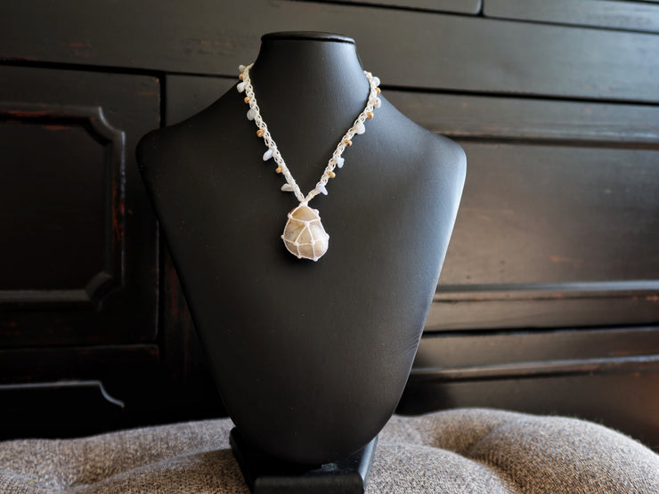 Blue Lace Agate Macrame Necklace