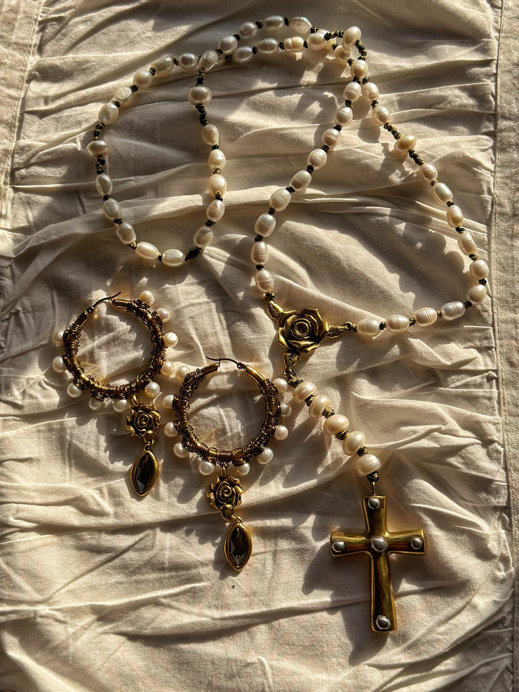 Hand Knotted Fresh Water Pearl Rosary Set