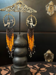 Spooky Season Macrame Beaded Fringe Earrings