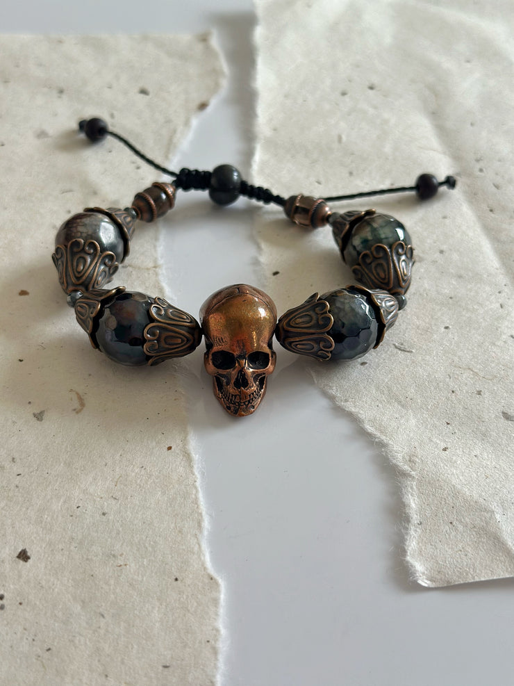 Antique Copper Skull Bracelet