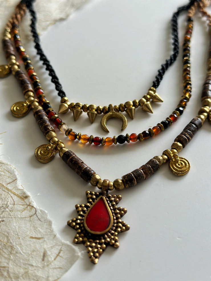 Dark Boho Ethnic Layered Necklace