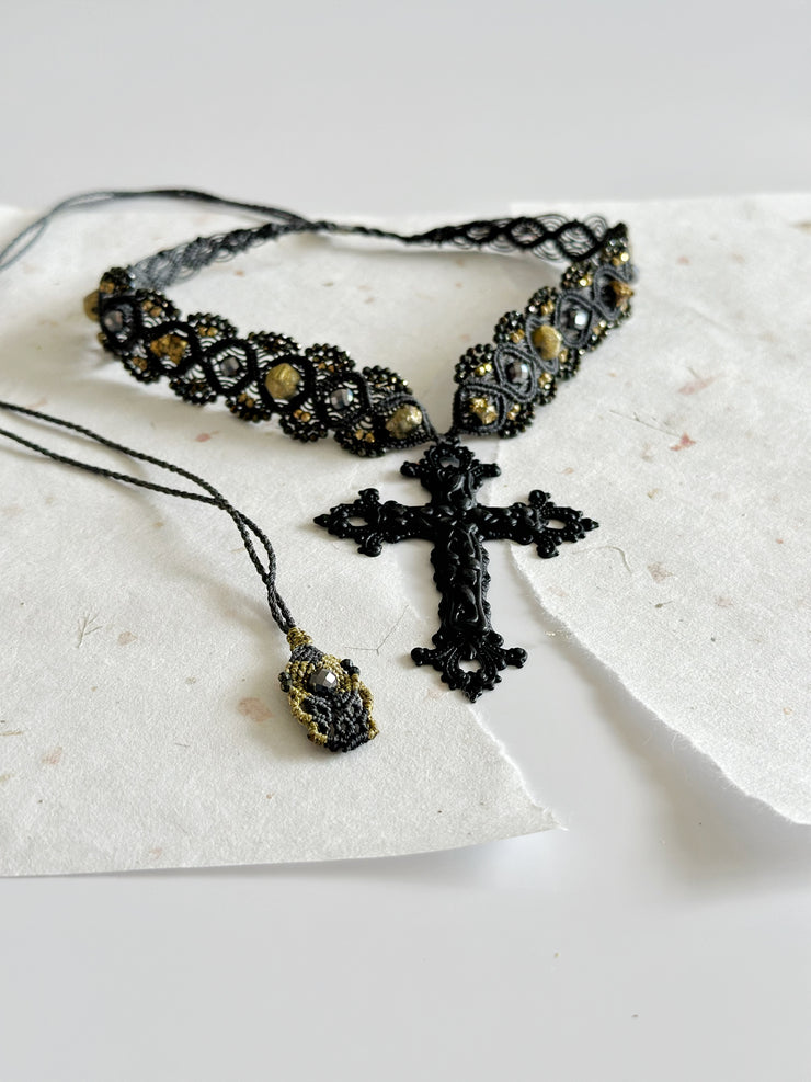 Medieval Gothic Macrame Cross Set