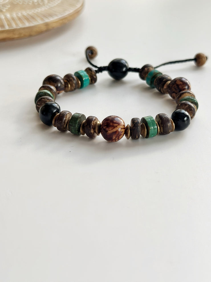 Açaí Seed Turquoise and Coconut Bead Bracelet