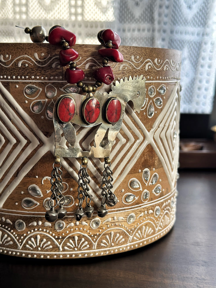 Unique Ethnic Afghan Horse Coral Necklace