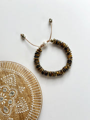 Tigers Eye and 18k Gold Filled Hematite Bracelet