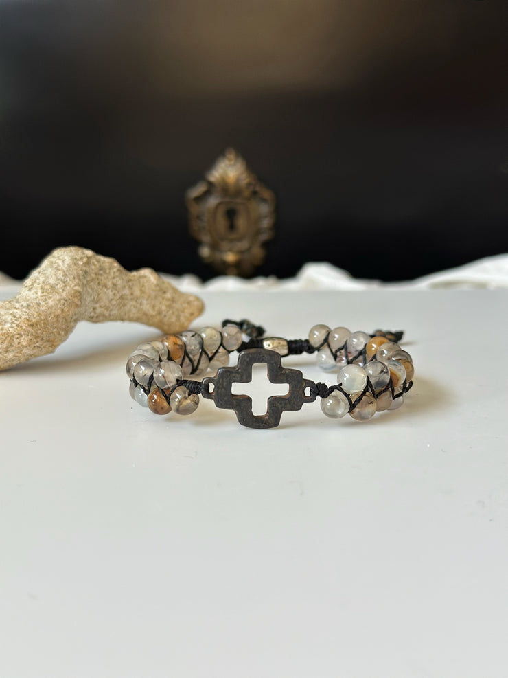 Cross Double Beaded Bracelet