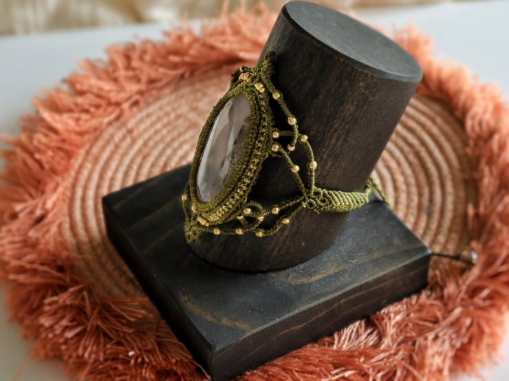 Moss Agate Macrame Cuff