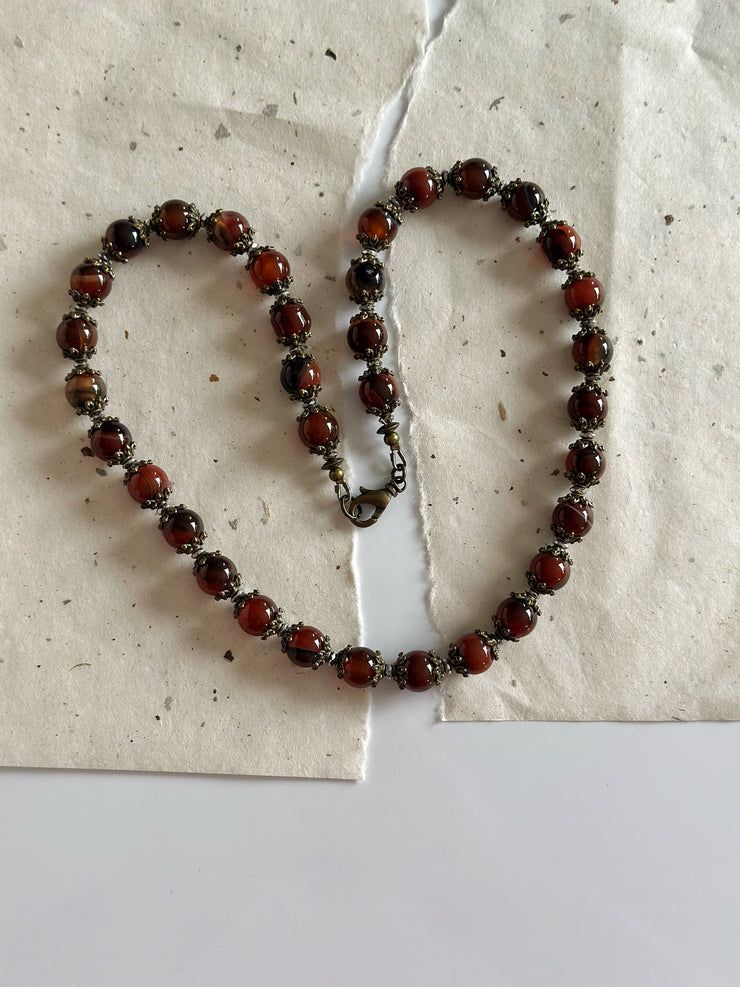 Red Agate and Bronze Necklace