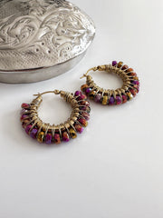 Gold Plated Stainless Steel Hypoallergenic Medium Hoops Duo Chrome Magenta