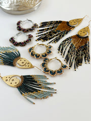 Beaded Luna Fringe Earrings