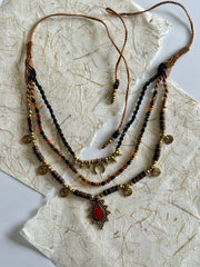 Dark Boho Ethnic Layered Necklace