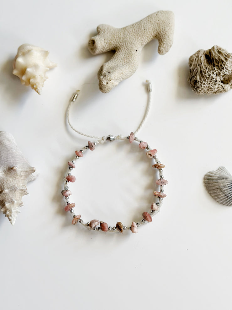 Pink Lace Agate Anklet