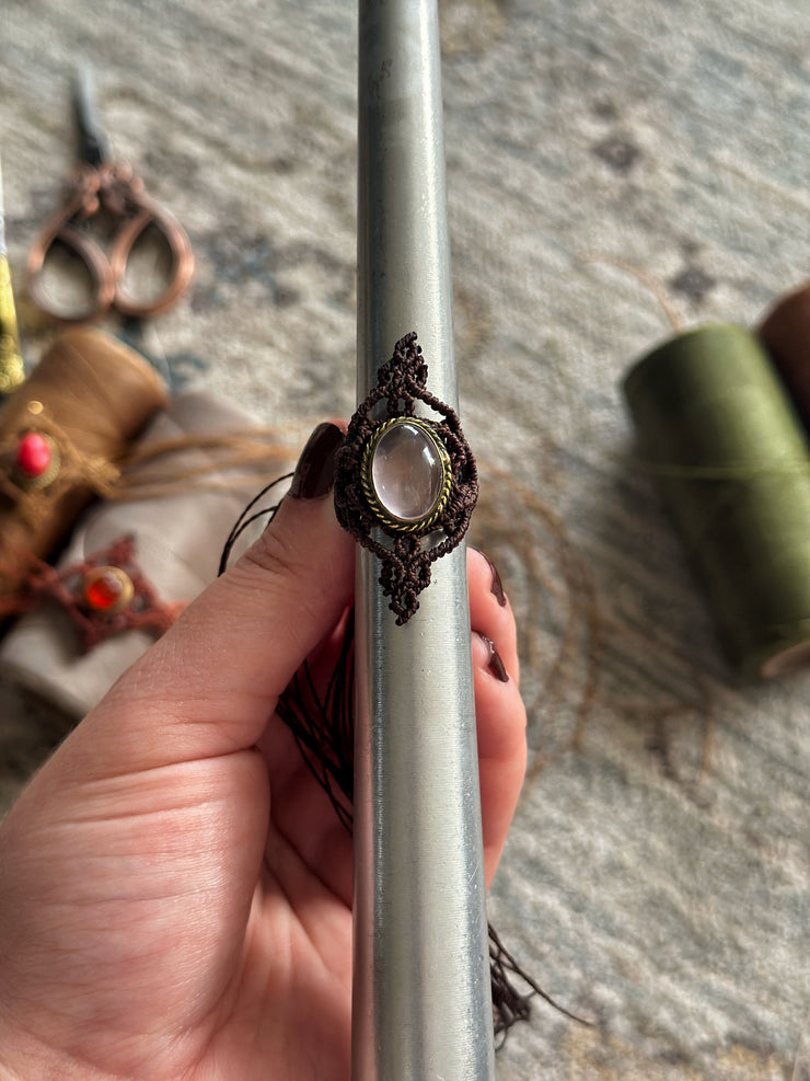 Rose Quartz Macrame Rings