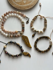 Electroplated Tigers Eye Bracelet with 18k Gold Filled Hematite