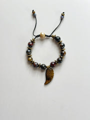 Electroplated Tigers Eye Bracelet with 18k Gold Filled Hematite