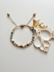 Spiny Oyster Shell and Black Pen Shell with 18k White Gold Plated Hematite Bracelet