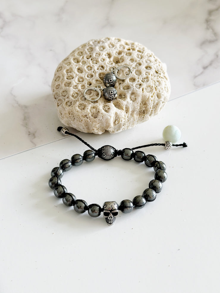 Hematite Skull Bracelet