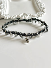 Black Tourmilinated Quartz Skull Anklet