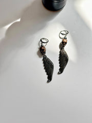 Copper Skull and Angel Wing Huggies