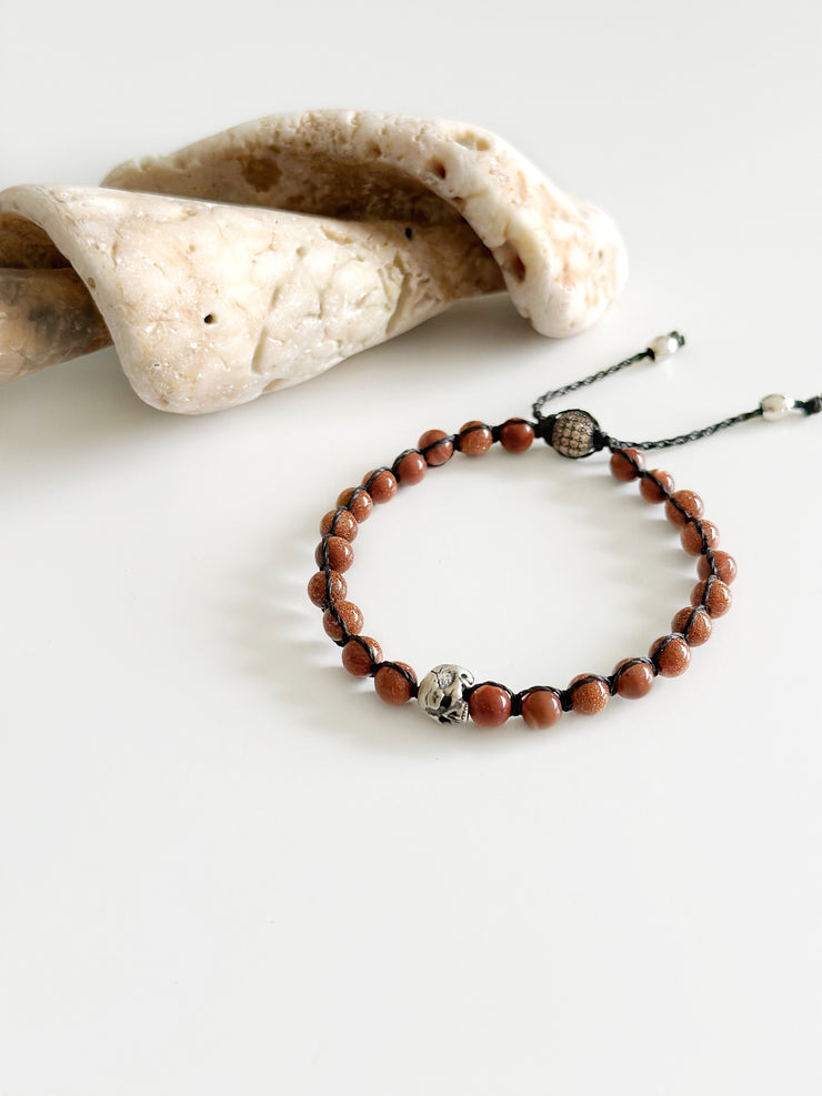 Skull Goldstone Bracelet