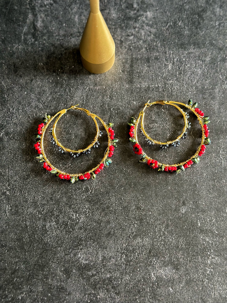 Hand Wrapped Double Layer Hoops in Gold