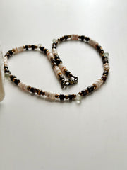 Red Lip Shell, Black Lip Shell, Hematite and Sea Glass Necklace