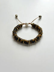 Tigers Eye and 18k Gold Filled Hematite Bracelet