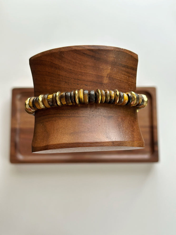 Tigers Eye and 18k Gold Filled Hematite Bracelet