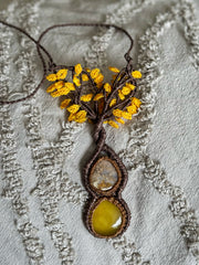 Agate and Yellow Onyx Tree of Life Necklace