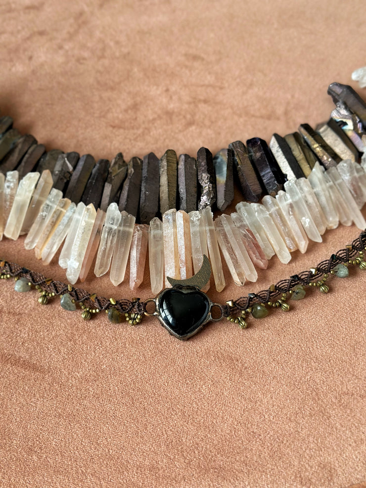 Onyx and Labradorite Headpiece