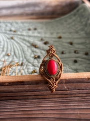 Red Onyx Macrame Ring