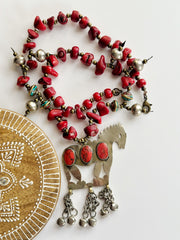 Unique Ethnic Afghan Horse Coral Necklace