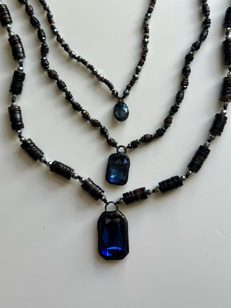 Crystal Black Lip Shell and Hematite Necklace