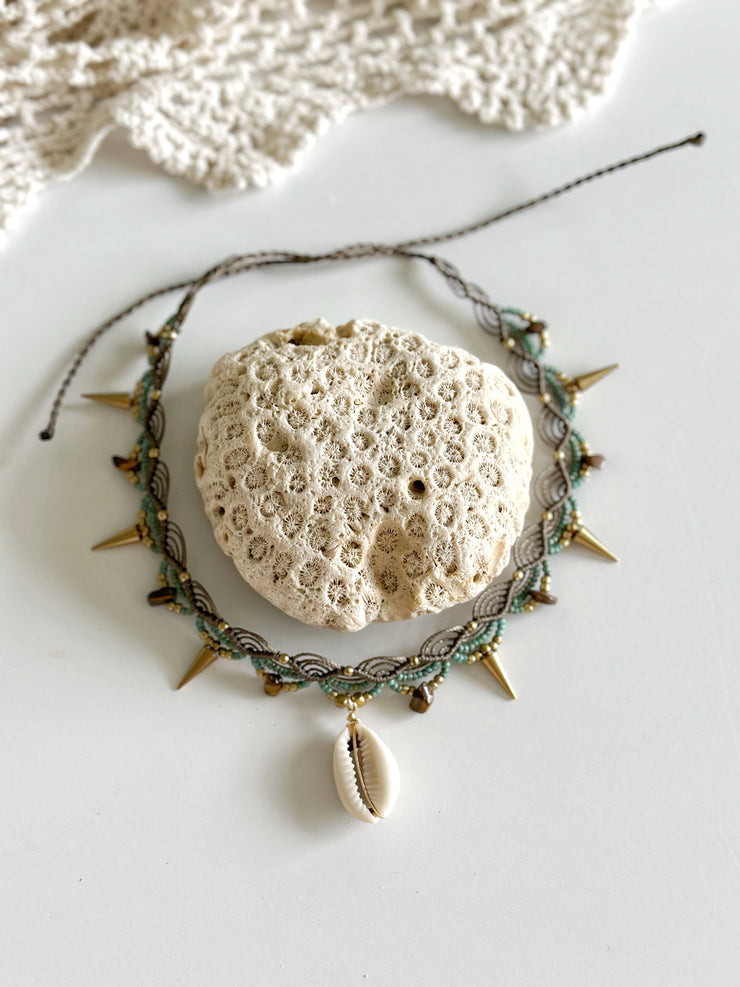 Boho Cowrie Macrame Choker