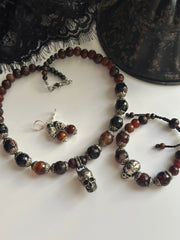Anitque Bronze Skull and Bone Plug Friendly Earrings