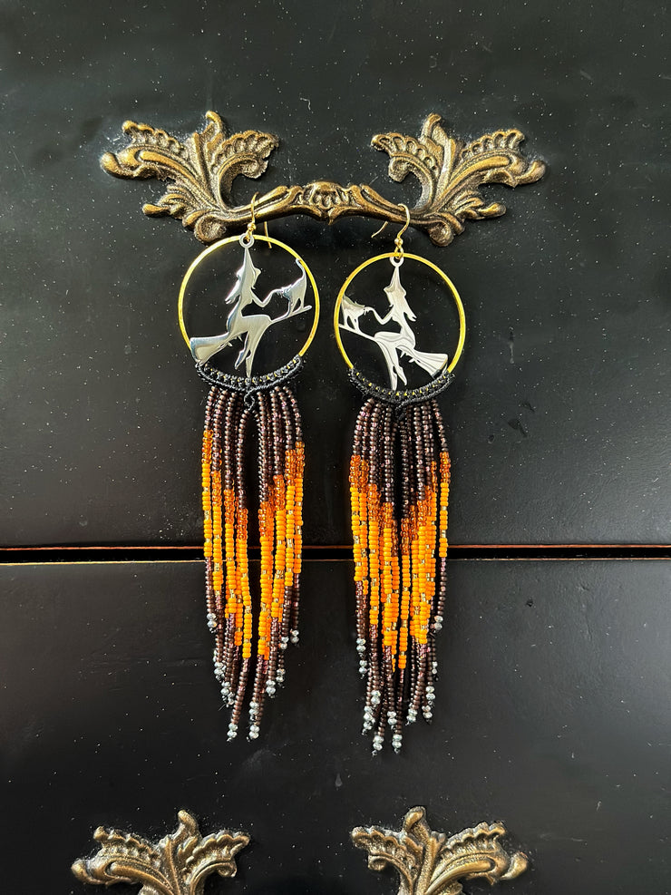 Spooky Season Beaded Fringe Earrings