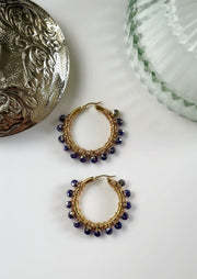 Duo Chrome Royal Blue Hoops Hand Wrapped Large