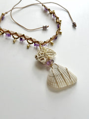 Natural Seashell and Amethyst Choker