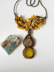 Agate and Yellow Onyx Tree of Life Necklace