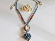 Blue Tigers Eye Macrame Necklace