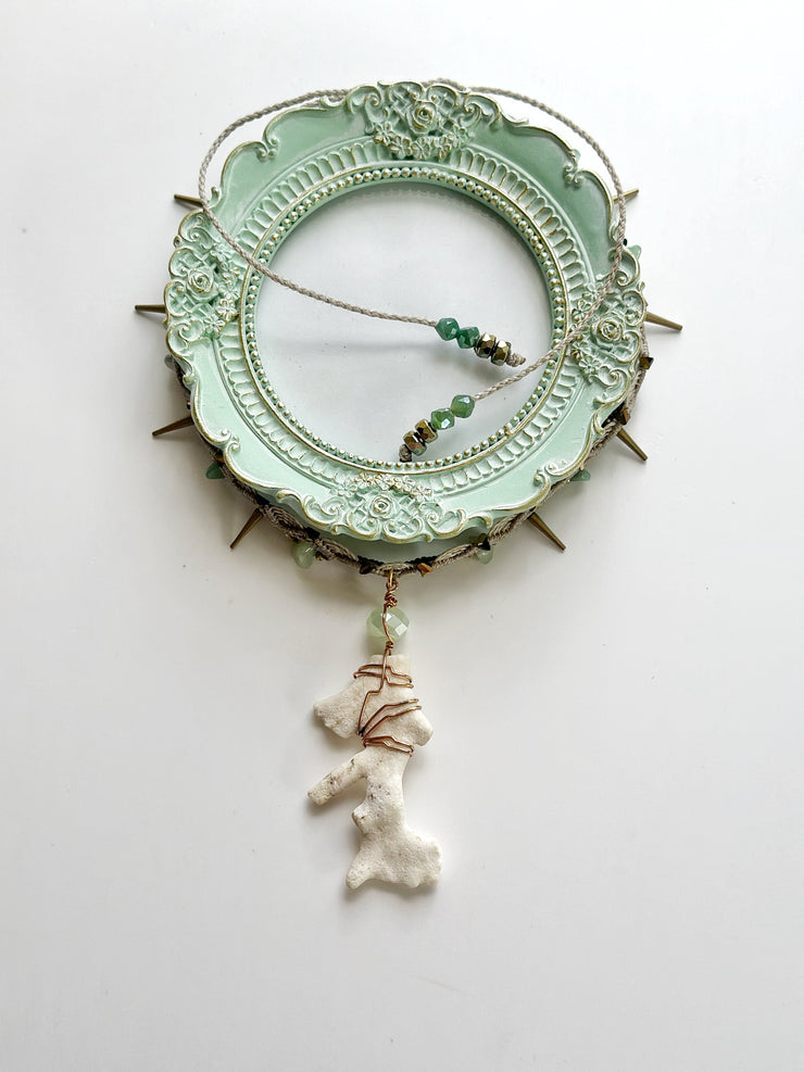Natural Coral and Green Aventurine Choker