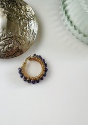 Duo Chrome Royal Blue Hoops Hand Wrapped Large