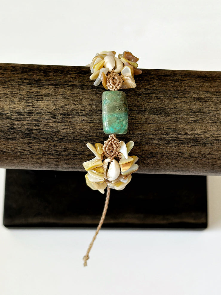 Turquoise and Shell Macrame Bracelet