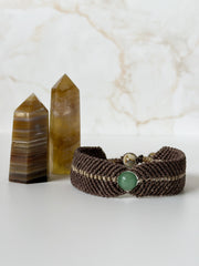 Mens Macrame Cuff with Jade