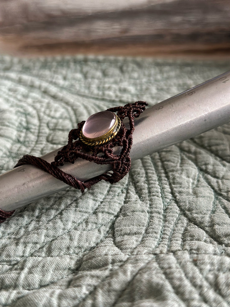 Rose Quartz Macrame Rings