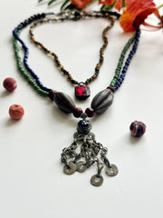 Ethnic Beaded Necklace with Vintage Afghani Pendant