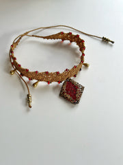 Rare Vintage Czech Glass Macrame Choker
