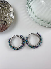 Duo Chrome Blue Purple and Green Large Hoops