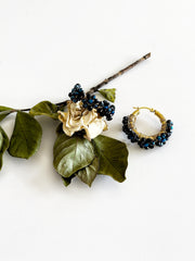 Wire Wrapped Midnight Flower Medium Hoops]